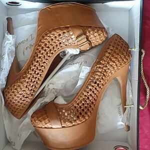 Bebe mesh platform heels size 10